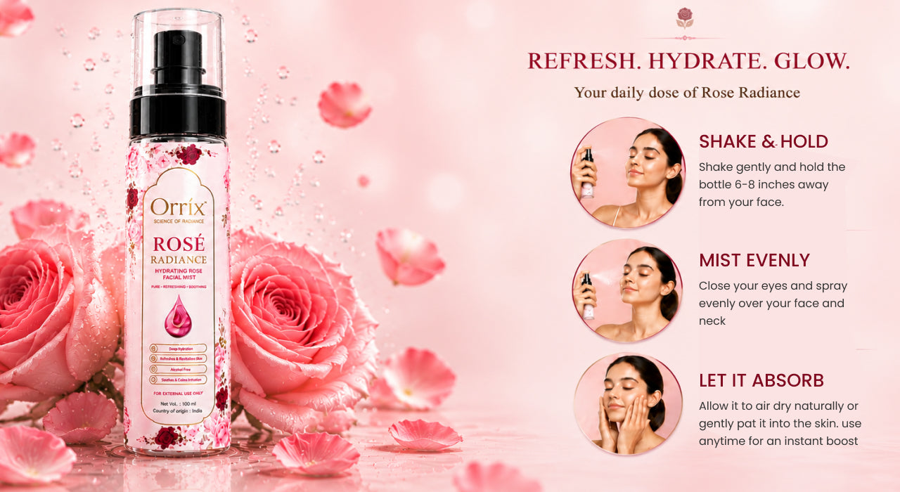 Rose Hydrating Facial Mist Net - 100 ML how to apply banner